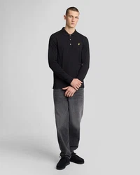 Lyle & Scott Langarm Poloshirt Herren Schwarz