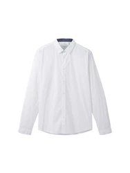 TOM TAILOR Hemd Weiß/Dunkelblau/Creme