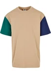 URBAN CLASSICS T-Shirt Urban Classics Herren Organic Oversized Colorblock Tee Mischfarben/Beige/Khaki