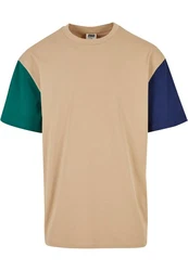 URBAN CLASSICS T-Shirt Urban Classics Herren Organic Oversized Colorblock Tee Mischfarben/Beige/Khaki