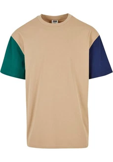 URBAN CLASSICS T-Shirt Urban Classics Herren Organic Oversized Colorblock Tee Mischfarben/Beige/Khaki