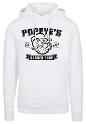 Merchcode Kapuzensweatshirt Popeye Barber Shop Hoody Weiß/Grau/Lila/Hellblau/Rosa