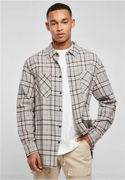Langarmhemd Herren Long Oversized Grey Check Shirt (1-tlg)