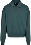URBAN CLASSICS Rundhalspullover Shirt Collar Crew Grün/Dunkelgrün/Türkis
