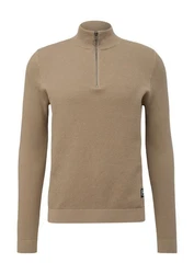 QS Strickpullover aus Strukturstrick Khaki/Braun/Beige/Grau