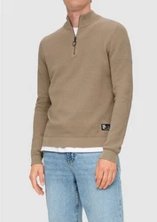 QS Strickpullover aus Strukturstrick Khaki/Braun/Beige/Grau
