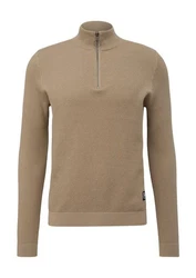 QS Strickpullover aus Strukturstrick Khaki/Braun/Beige/Grau