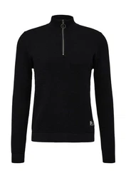 QS Strickpullover aus Strukturstrick Schwarz