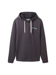 Hoodie Hoodie mit Label-Print Tunnelzug Kapuzenpullover Cotton 6389 in Dunkelgrau