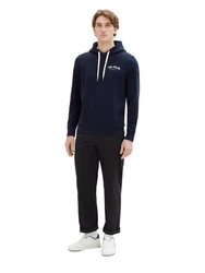TOM TAILOR Sweatshirt Hoodie mit Label-Print Hoodie marine/schwarz/wei