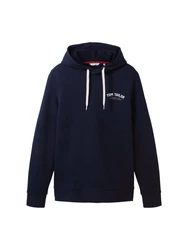 TOM TAILOR Sweatshirt Hoodie mit Label-Print Hoodie marine/schwarz/wei