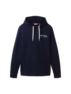 TOM TAILOR Sweatshirt Hoodie mit Label-Print Hoodie marine/schwarz/wei TOM TAILOR Sweatshirt Hoodie mit Label-Print Hoodie marine/schwarz/wei
