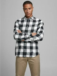 Jack & Jones Langarmhemd Hemd Slim Fit JJEGINGHAM (5977) Whisper White