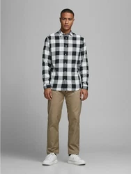 Jack & Jones Langarmhemd Hemd Slim Fit JJEGINGHAM (5977) Whisper White