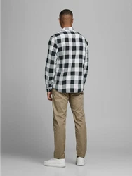 Jack & Jones Langarmhemd Hemd Slim Fit JJEGINGHAM (5977) Whisper White
