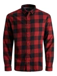 Jack & Jones Langarmhemd Hemd Slim Fit JJEGINGHAM (5977) Rot (5977)