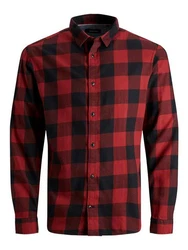 Jack & Jones Langarmhemd Hemd Slim Fit JJEGINGHAM (5977) Rot (5977)