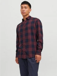 Jack & Jones Langarmhemd Hemd Slim Fit JJEGINGHAM (5977) Rot (5977)