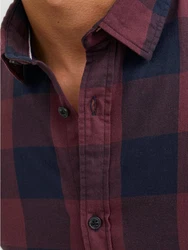 Jack & Jones Langarmhemd Hemd Slim Fit JJEGINGHAM (5977) Rot (5977)
