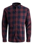 Jack & Jones Langarmhemd Hemd Slim Fit JJEGINGHAM (5977) Rot (5977)