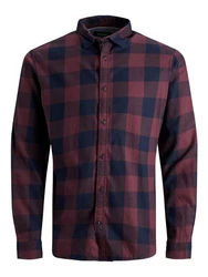 Jack & Jones Langarmhemd Hemd Slim Fit JJEGINGHAM (5977) Rot (5977)