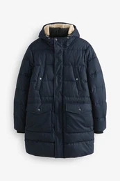 Steppmantel Langer Anorak in strukturierter Wolloptik (1-tlg)