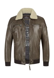 Milestone Lederjacke MSBen Dunkelgrün/Khaki/Braun/Dunkelbraun/Grau