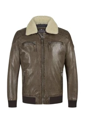 Milestone Lederjacke MSBen Dunkelgrün/Khaki/Braun/Dunkelbraun/Grau