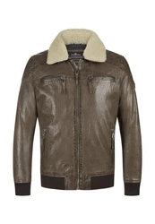 Milestone Lederjacke MSBen Dunkelgrün/Khaki/Braun/Dunkelbraun/Grau