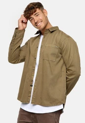 Indicode Langarmhemd INBroidy Khaki/Dunkelgrün/Beige