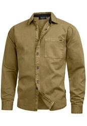 Indicode Langarmhemd INBroidy Khaki/Dunkelgrün/Beige