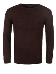 WOTEGA Strickfleece Pullover Structured Mouline Crew Neck Dunkelbraun/Braun/Dunkelrot/Bordeaux
