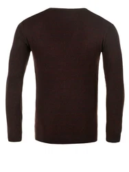 WOTEGA Strickfleece Pullover Structured Mouline Crew Neck Dunkelbraun/Braun/Dunkelrot/Bordeaux