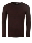 WOTEGA Strickfleece Pullover Structured Mouline Crew Neck Dunkelbraun/Braun/Dunkelrot/Bordeaux