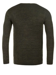 WOTEGA Strickfleece Pullover Structured Mouline Crew Neck Dunkelgrün/Khaki