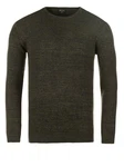 WOTEGA Strickfleece Pullover Structured Mouline Crew Neck Dunkelgrün/Khaki
