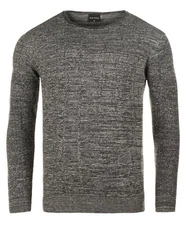 WOTEGA Strickfleece Pullover Structured Mouline Crew Neck Dunkelgrau/Grau/Hellgrau