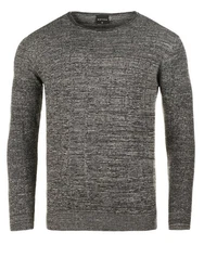 WOTEGA Strickfleece Pullover Structured Mouline Crew Neck Dunkelgrau/Grau/Hellgrau