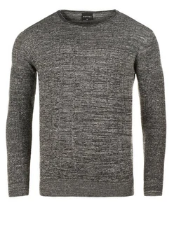 WOTEGA Strickfleece Pullover Structured Mouline Crew Neck Dunkelgrau/Grau/Hellgrau