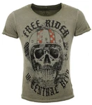 Key Largo T-Shirt Moustache Skull Totenkopf Motiv (MT00206) MT00206