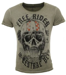T-Shirt fr Herren Moustache Skull Totenkopf Print Motiv vintage Look MT00206