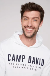 CAMP DAVID Kapuzensweatshirt Creme/Weiß/Orange/Gelb/Grau