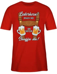 Shirtracer T-Shirt Trachten Outfit Lausbub Mode für Oktoberfest Herren Rot/Dunkelrot/Grau/Braun