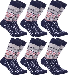 Socken Lustige Herren Weihnachtssocken - Winterlandschaft Rentier (One Size EU 41-45, 6-Paar) Bunte Kuschelsocken fr die Weihnachtszeit Baumwolle