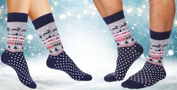 BRUBAKER Socken Lustige Herren Weihnachtssocken Winterlandschaft Rentier Bunt