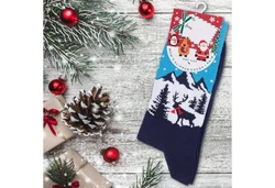 BRUBAKER Socken Lustige Herren Weihnachtssocken Winterlandschaft Rentier Bunt