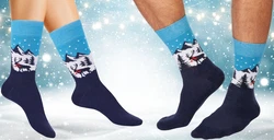 BRUBAKER Socken Lustige Herren Weihnachtssocken Winterlandschaft Rentier Bunt