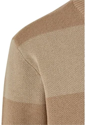 URBAN CLASSICS Rundhalspullover Urban Classics Herren Heavy Oversized Striped Sweatshirt Braun/Beige