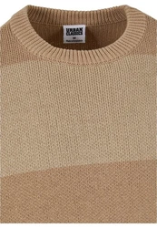 URBAN CLASSICS Rundhalspullover Urban Classics Herren Heavy Oversized Striped Sweatshirt Braun/Beige