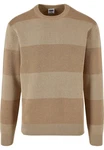 URBAN CLASSICS Rundhalspullover Urban Classics Herren Heavy Oversized Striped Sweatshirt Braun/Beige